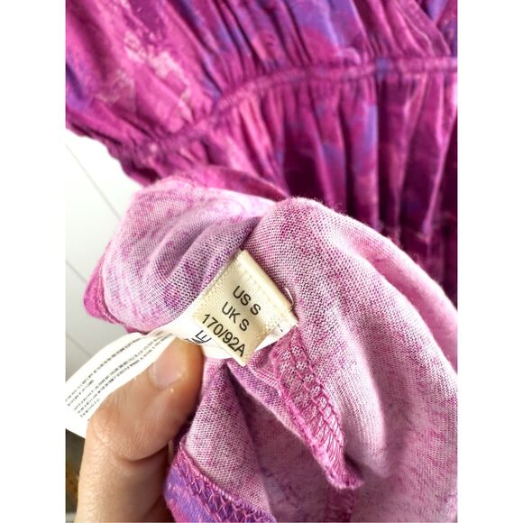 Anthro Daily Practice Tiered Ruffle Mini Dress Pink Purple YCX Print Small - Picture 13 of 14